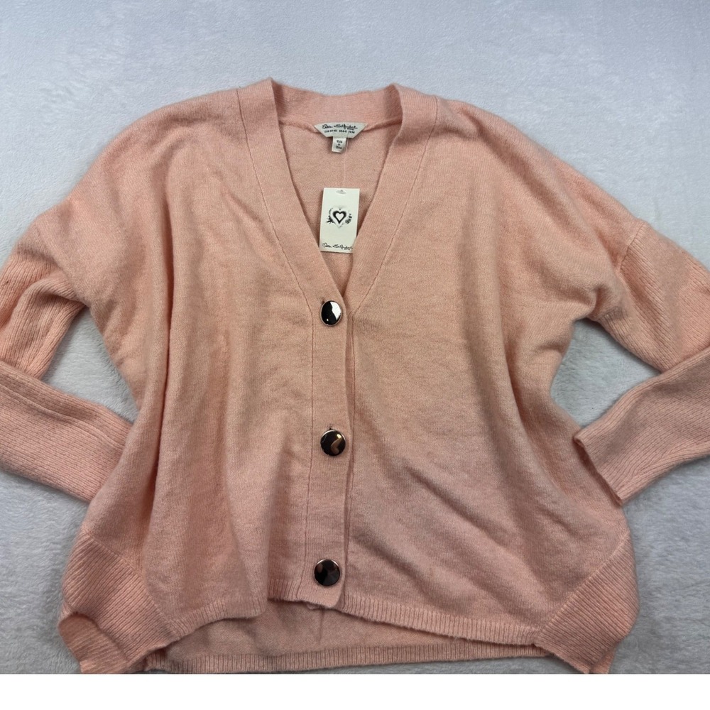 Miss Selfridge Pink V-Neck Button Front Cardigan Sweater Size M US 6-8 NWT